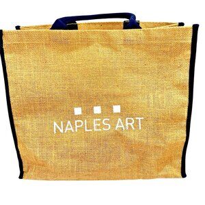 Naples Art Canvas Tote Bag Navy Trim Eco-Friendly Gallerycore Made in India